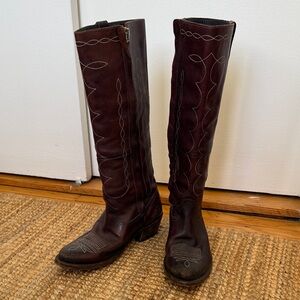 Golden Goose Tall Brown Leather Western Riding Boots, rare
